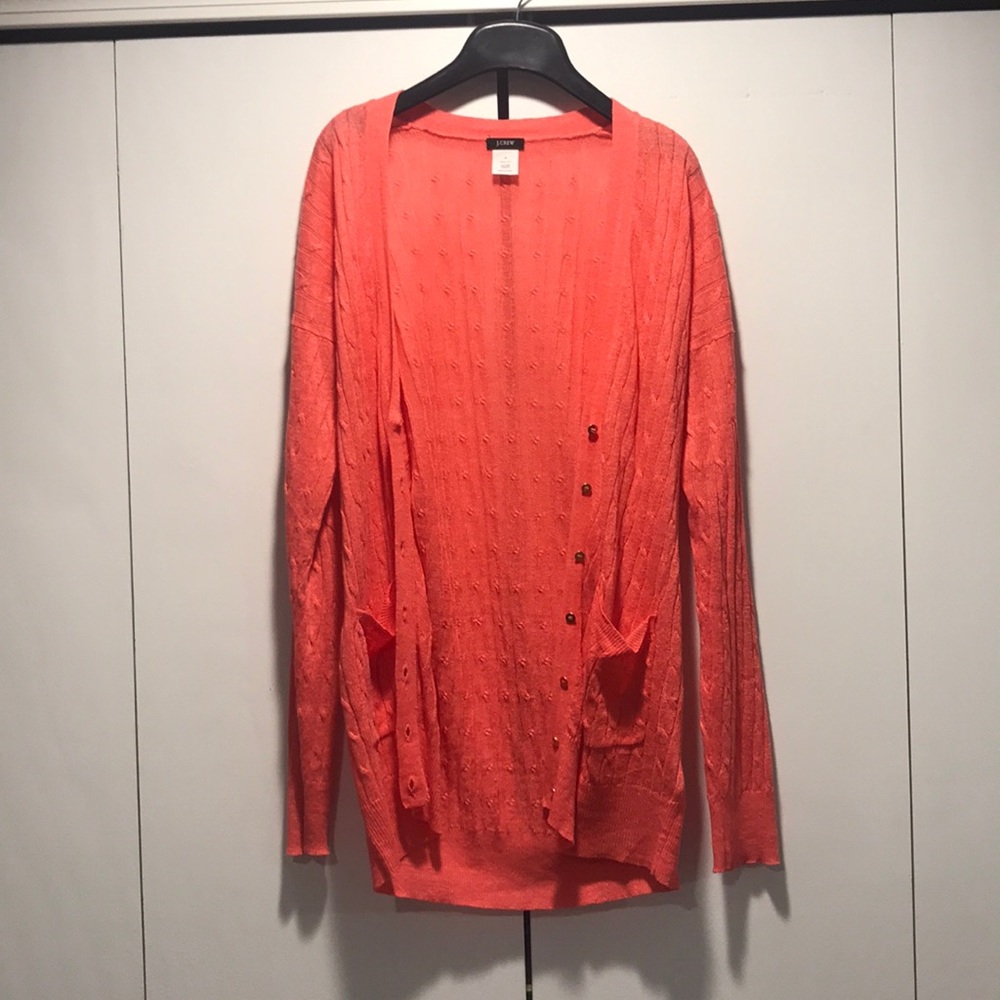 Linen coral J Crew cardigan - S